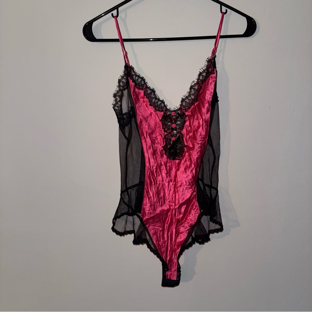 Victoria's Secret Pink and Black Lace Chemise